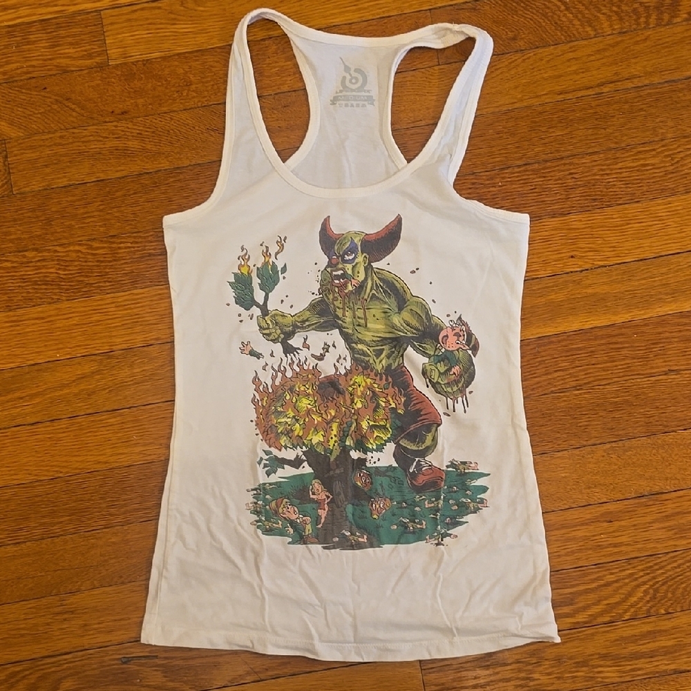 White Crossfit Pukey The Clown Rabdo Tank Top